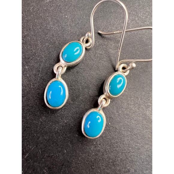NEW Sleeping Beauty turquoise sterling silver earrings 3.35 grams - Picture 1 of 5